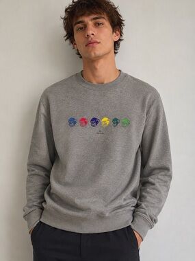 “PS Paul Smith Monkey Embroidered Crewneck Sweatshirt Grey Men’s, size large